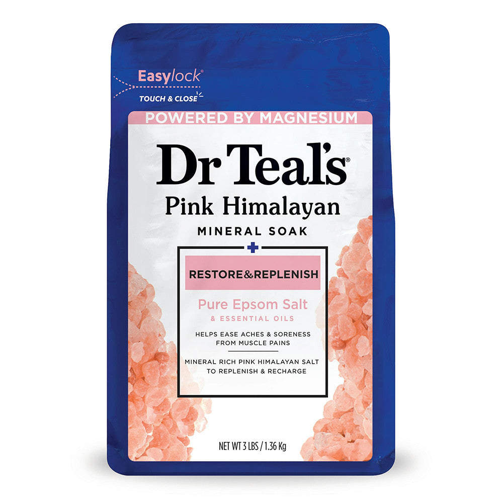 Dr. Teals Restore And Replenish Pink Himalayan Mineral Soak Pure Epsom Salt, 3 Lb